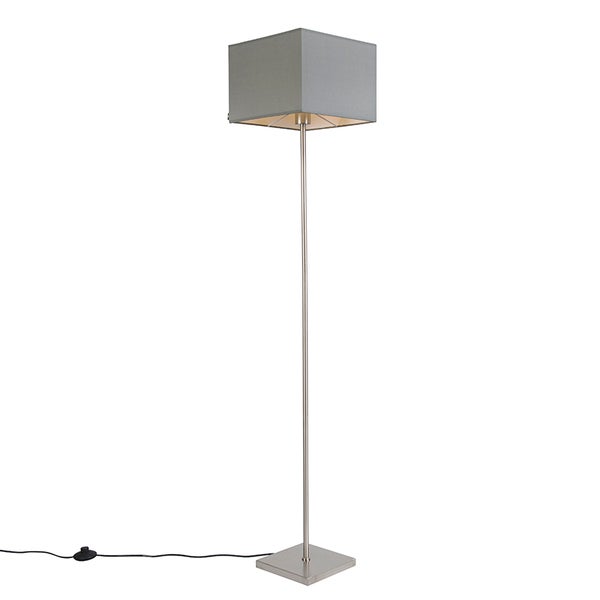 QAZQA - Moderne Stehlampe grau - VT 1 I Wohnzimmer I Schlafzimmer - Stahl Quadratisch I Länglich - LED geeignet E27