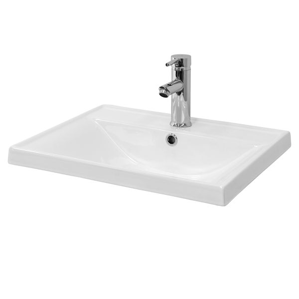 ML-Design Waschbecken aus Keramik Weiß 51x15,5x41,5 cm Eckig Einbauwaschbecken mit Hahnloch und Überlauf, Aufsatzwaschbecken Einbauwaschtisch Waschschale Waschplatz Handwaschbecken, für das Badezimmer