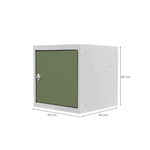 PROREGAL Mega Deal | 8x Schließfachwürfel Blocky mit Drehriegelschloss für Vorhängeschloss | HxBxT 40x40x40cm | Lichtgrau/Grün | Tresor, Schließfach
