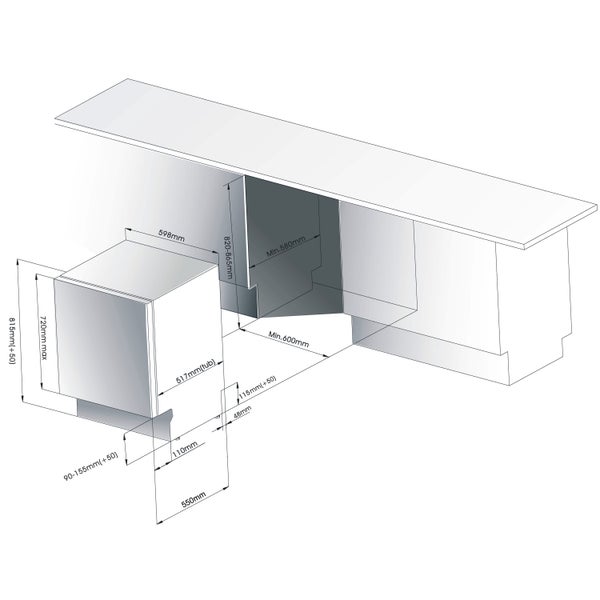 homeX Geschirrspüler vollintegriert Einbauspülmaschine 60 cm 14 Gedecke 5 Programme Aquastop GSEV6014AE