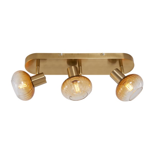 Deckenleuchte mit drei Strahlern und Glasschirmen