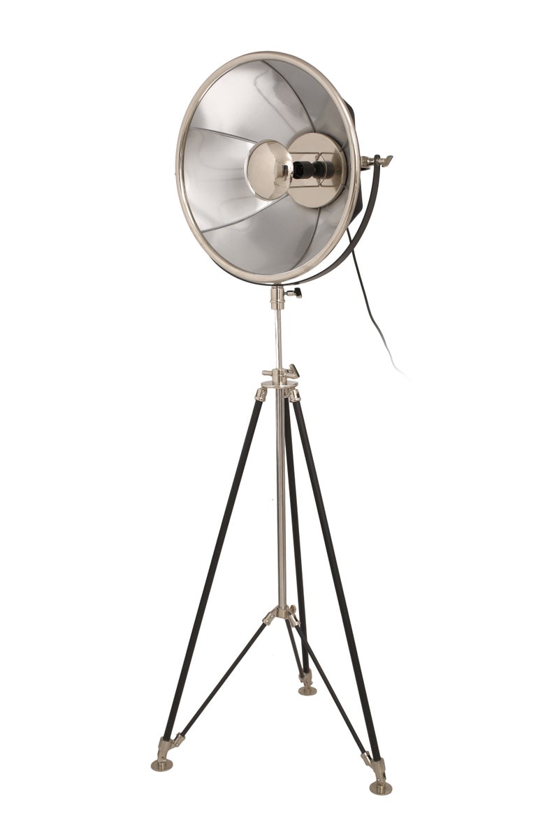 Vintage Industrielampe Stehlampe im Loft Design Studio Look Silber Schwarz | Wohnzimmer Esszimmer Leuchte