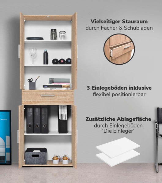 mokebo Schrank Set 2-teilig in Braun 'Die Allzweckwaffe', Set aus Midischrank und Mehrzweckschrank