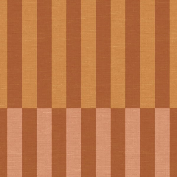 Gestreiftes Muster mit vertikalen Streifen in Terrakotta und Beige mit feiner Textilstruktur.