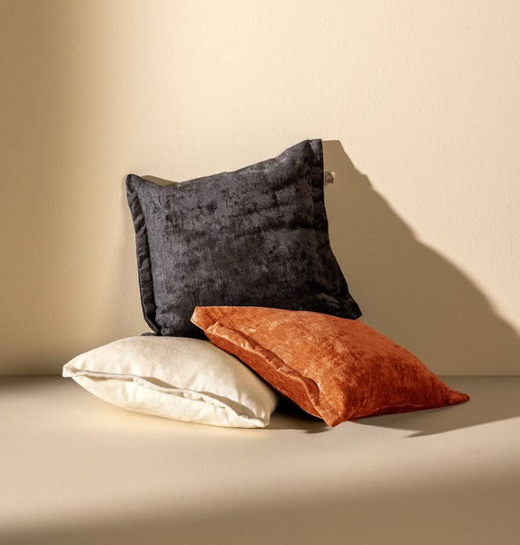 LEWIS - Kissenbezug samt 45x45 cm Potters Clay - Orange