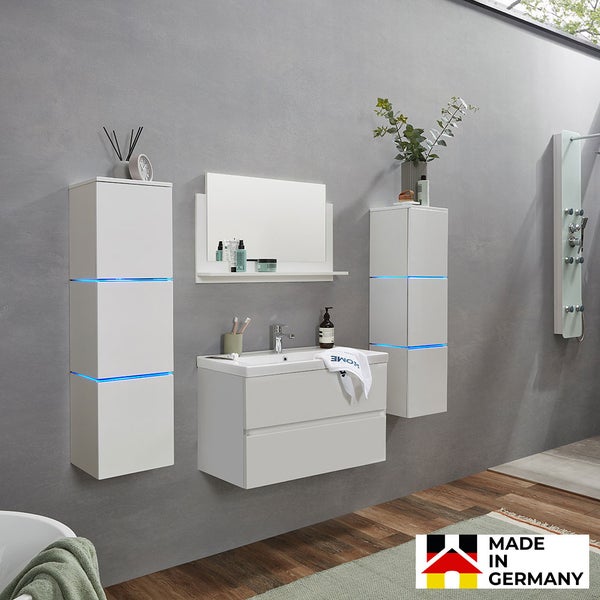 Home Deluxe - Badmöbel - Set - WANGEROOGE BIG Deluxe – Größe: XL, Farbe: Weiß, Breite Waschbecken: ca. 80 cm I Badezimmermöbel Waschtisch Waschbecken
