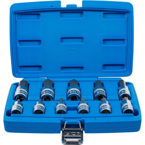 BGS Bit-Einsatz-Satz Antrieb Innenvierkant 12,5 mm (1/2) Innensechskant 7/32 - 13/16 Zollgrößen 11tlg. - 5053