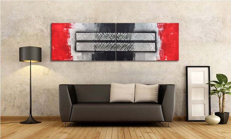 Das Wandbild -Silver Fury- 200x60x2 cm handgemaltes Unikat