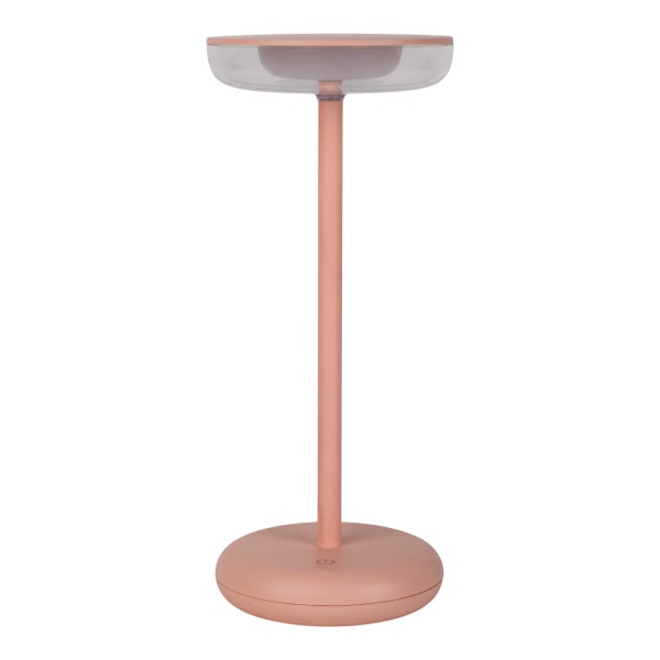 Akku-Tischleuchte PASI für Außen und Innen, aus Metall und Kunststoff in Rosa, dimmbar, mit Touch- und Memory-Funktion, ca. 26 cm hoch