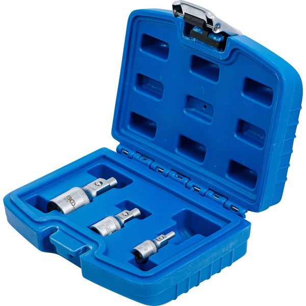 Steckschlüssel-Adapter-Set in blauem Kunststoffkoffer