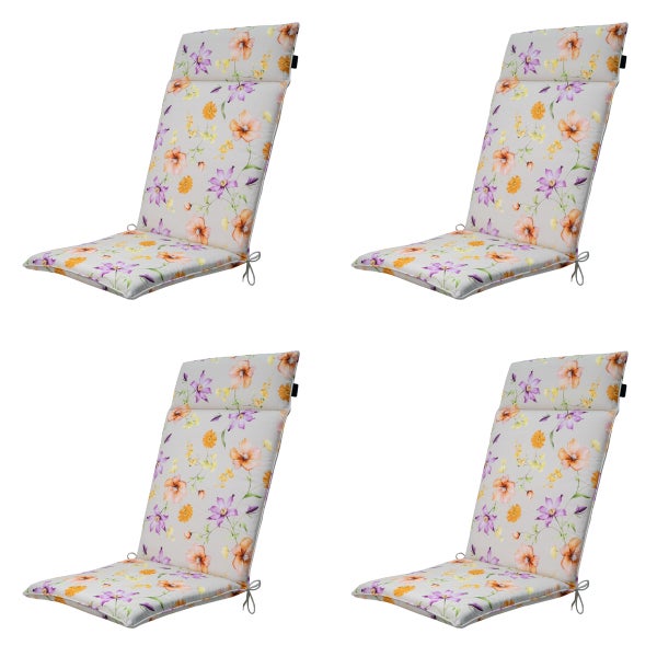 Hochlehnerauflage Florina lila - Ca. 120x50 cm - 4er-Set