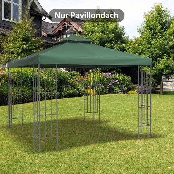 Outsunny Ersatzdach, Pavillondach für Metallpavillon, 3x3m, Polyester, Dunkelgrün
