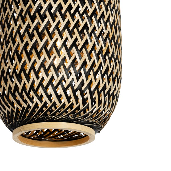 Bambus Hängelampe mit gewebtem Lampenschirm