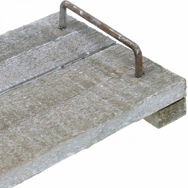 Holztablett mit Metallgriff