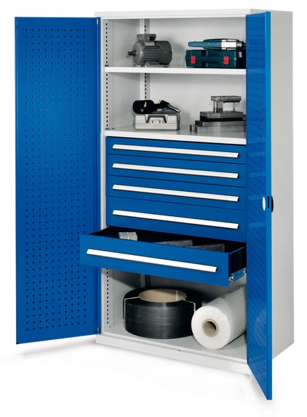 Werkzeugschrank mit Schubladen und Regalen