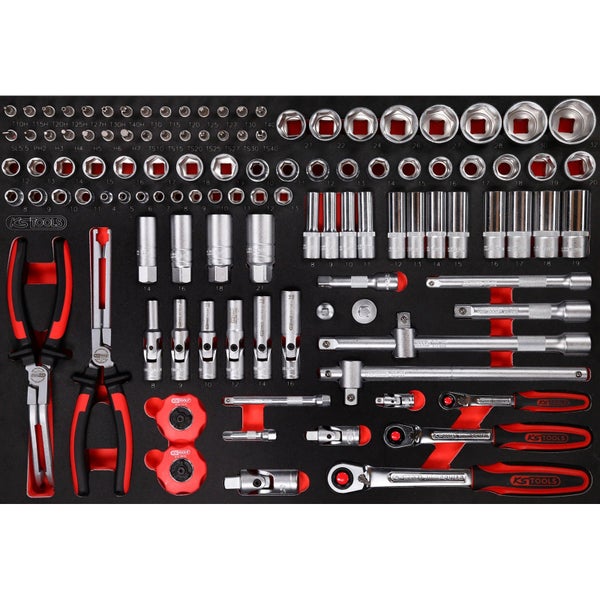 KS TOOLS 1/4 + 3/8 + 1/2 Steckschlüssel-Satz in Schaumstoffeinlage 111tlg. - 811.0111