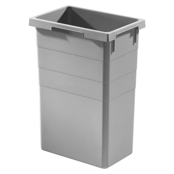 Rechteckiger, grauer Abfallbehälter aus Kunststoff
