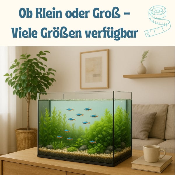 Aquarium mit Dekoration und Fischen, verschiedene Größen verfügbar