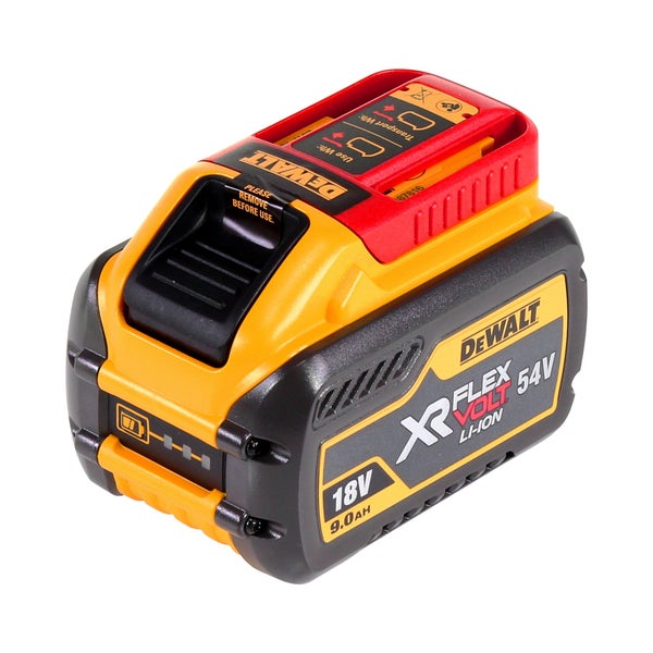 DeWALT XR FLEXVOLT Akku Lithium-Ionen, 18 Volt oder 54 Volt, 9,0 Amperestunden, Ladestandsanzeige.