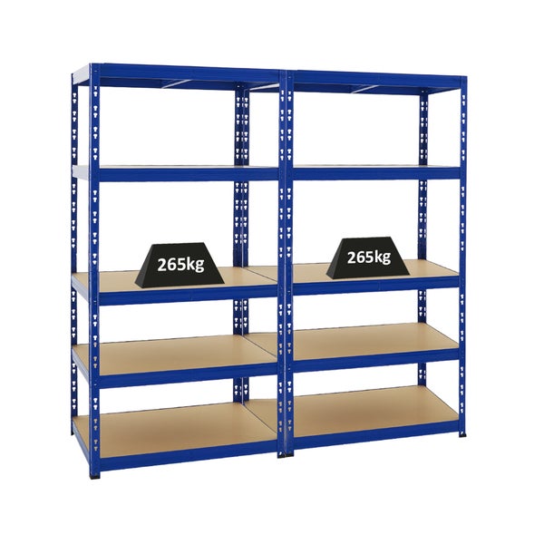 PROREGAL Mega Deal 2x Schwerlastregal Tiger HxBxT 180 x 90 x 60 cm Fachlast 265 kg 5-Ebenen Blau