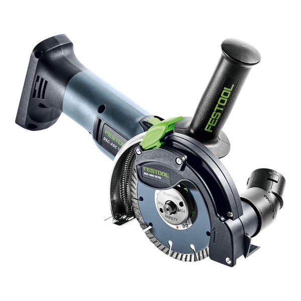 Akkumulator Freihand Trennsystem Festool DSC-AGC 18 FH mit Diamant Trennscheibe und Absaughaube für staubarmes Arbeiten