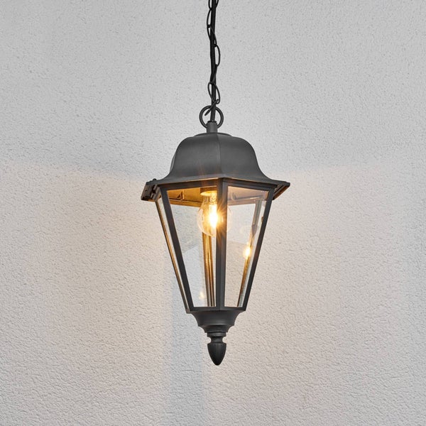 Lindby Außenleuchte Edana (spritzwassergeschützt (Modern) in Schwarz aus Aluminium (1 flammig, E27) - Pendelleuchte außen