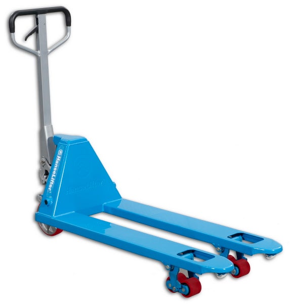 Blauer Gabelhubwagen mit Handgriff