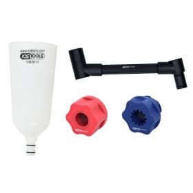 KS Tools Öltrichter Set mit Winkelstück und Adaptern zum Befüllen von Motoröl