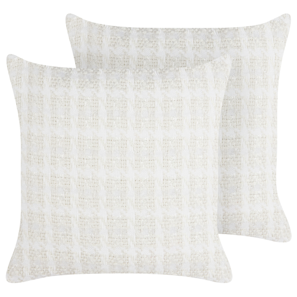 Dekokissen 2er Set DOURIS 45 x 45 cm Hellbeige Kariertes Muster
