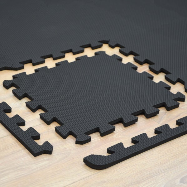 18x Fitness Bodenschutzmatte - 30x30 EVA Matte Sport Bodenmatte für Fitnessraum Schwarz
