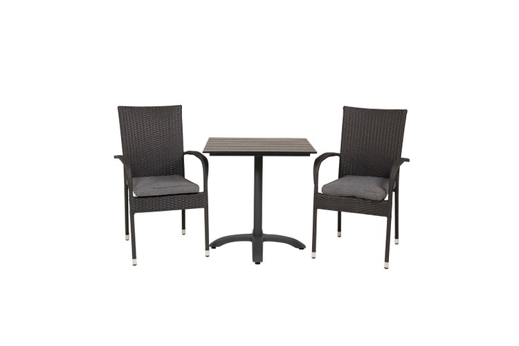 Colorado70*70 Gartenset Tisch 70x70cm und 2 Stühle Anna schwarz. 70 X 70 X 74 cm