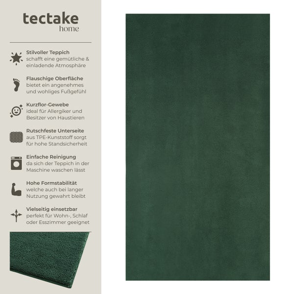 Kurzflorteppich tectake rutschfeste Unterseite verschiedene Größen und Farben 60 x 110 cm