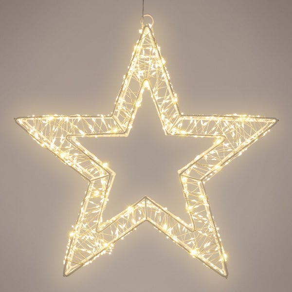 ECD Germany LED-Weihnachtsstern 38 cm mit 960 warmweißen LEDs und Timer, Innen/Außen, IP44 Wasserdicht, Leuchtstern aus Metall, LED Drahtstern zum Aufhängen für Weihnachten, Weihnachtsdeko Fensterdeko