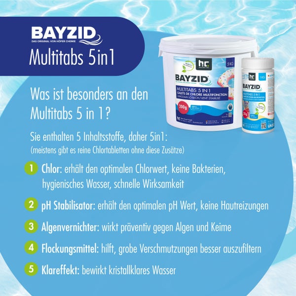 Bayzid Multitabs 5-in-1 für Schwimmbadwasserpflege in verschiedenen Packungsgrößen