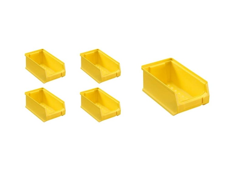 PROREGAL SparSet 5x Gelbe Sichtlagerbox 2.0 HxBxT 7,5 x 10 x 17,5 cm 0,8 Liter Sichtlagerbehälter