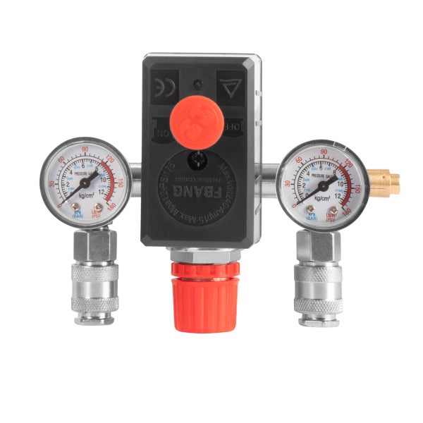 STAHLWERK Druckschalter DE-20 ST 0-8 bar mit Manometer und 2 Schnellkupplungen
