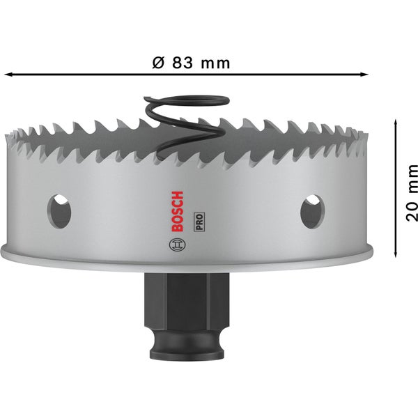 Lochsäge mit 83 Millimeter Durchmesser und 20 Millimeter Höhe