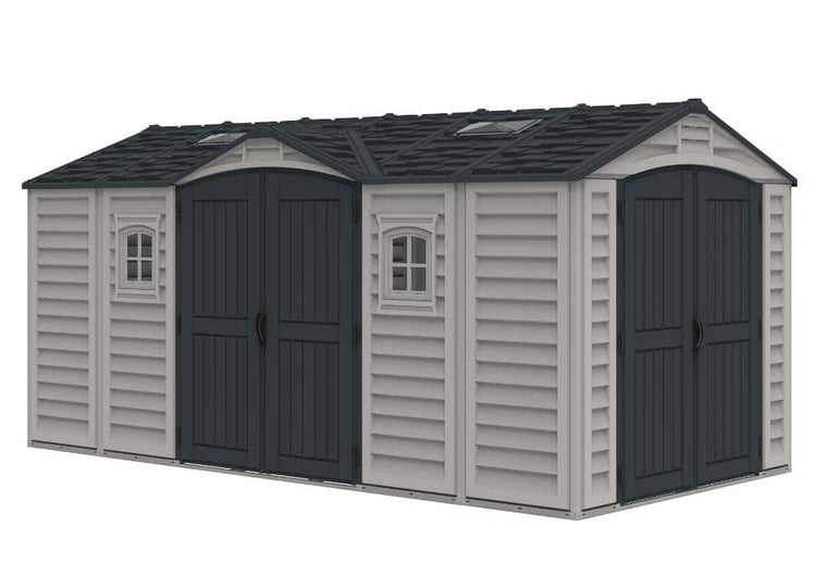 DURAMAX Kunststoff-Gerätehaus Gerätehaus aus Kunststoff in Grau, Geräteschrank mit 4 mm Wandstärke Gartenhaus