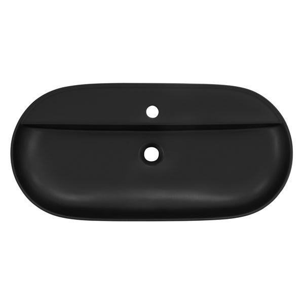 ML-Design Waschbecken aus Keramik in Schwarz matt 80 x 40 x 12 cm, Oval, Moderne Aufsatzwaschbecken, Design Waschtisch Aufsatz-Waschschale Waschplatz Handwaschbecken, für das Badezimmer / Gäste-WC