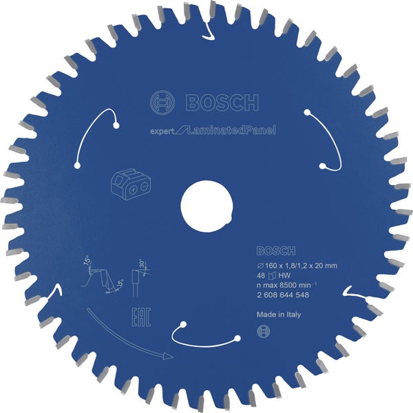 Bosch Kreissägeblatt Expert for Laminated Panel für Akku-Handkreissägen 160 x 1,8 x 20 mm 48 - 2608644548