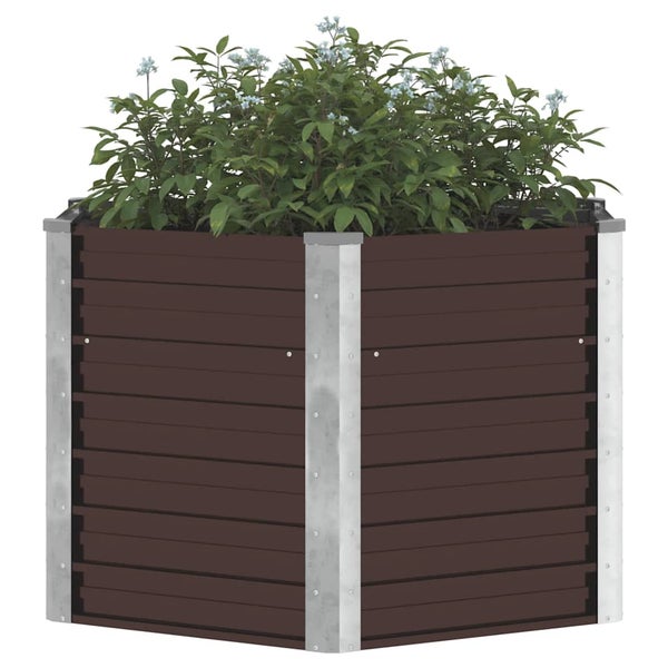Eckiges Hochbeet mit Metallkanten und bepflanztem Innenraum für den Garten