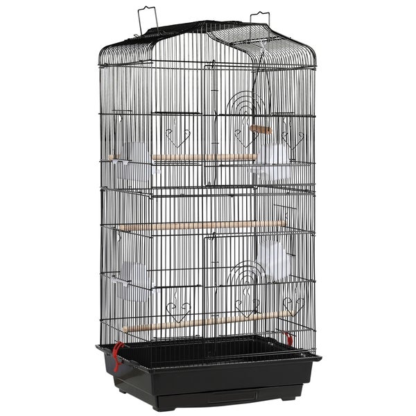 Yaheetech Vogelkäfig mit 4 Sitzstangen , Schwarz