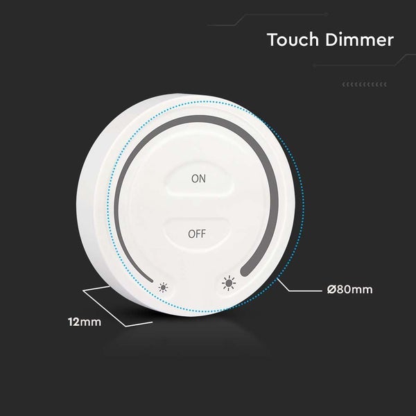 Touchdimmer mit den Maßen 80 mal 12 Millimeter