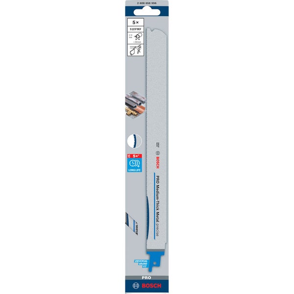 Bosch PRO Medium-Thick Metal precise S1237BEF Blatt 1,1 x 25 x 300 mm 5-tlg. - 2608658996