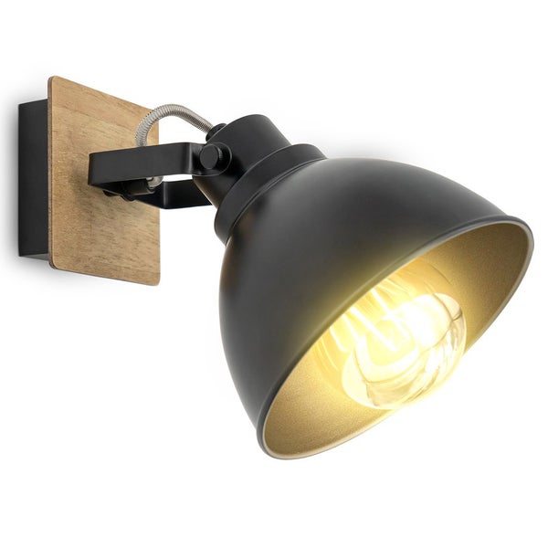 Wandlampe - schwenkbar, retro, E27 Fassung, max. 60W, schwarz