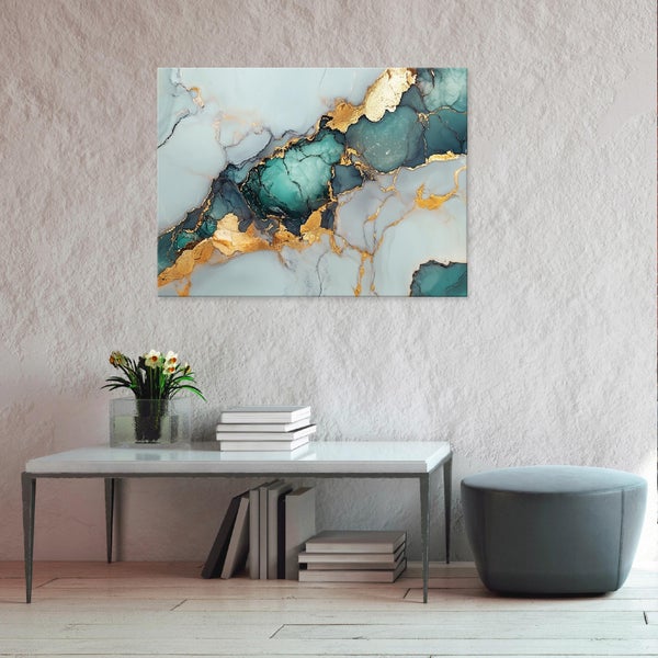 Leinwandbild Abstrakt Marmor Grün Modern Bilder Wanddeko 100x70 cm