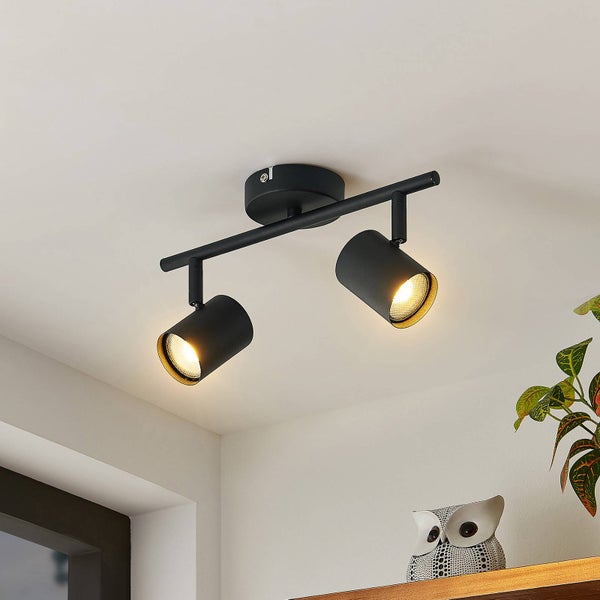 ELC Deckenlampe, Spotbalken drehbar und schwenkbar Deckenstrahler Deckenleuchte 2x GU10 ohne Leuchtmittel Strahler Spot Deckenspot Wohnzimmerlampe