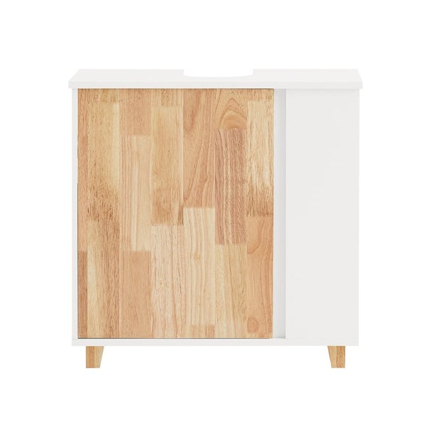 Waschbeckenunterschrank mit Holzschiebetür und Füßen