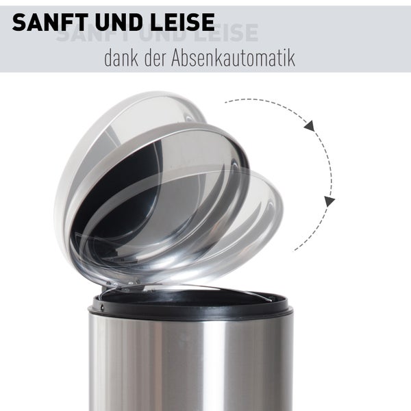 HOMCOM Mülleimer, Ø29,2 x H62,9 cm, Edelstahl, Silber
