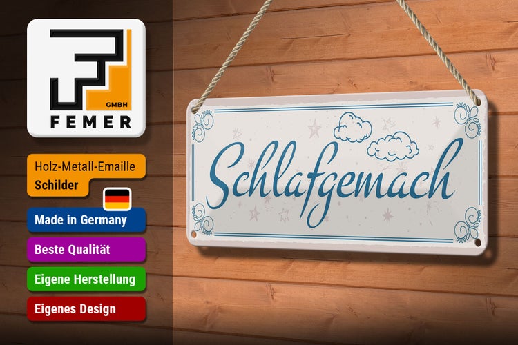 Blechschild Spruch 27x10cm Schlafgemach Dekoration